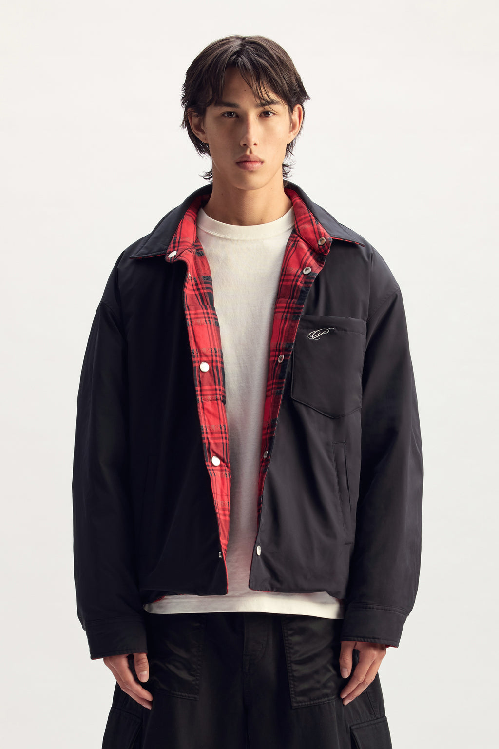 Plaid Script Reversible Jacket