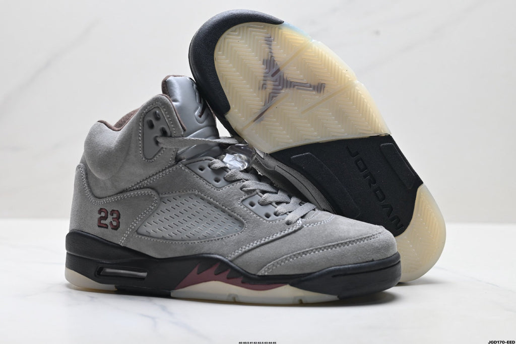 Air Jordan 5 Retro Wolf Grey Black Sneakers