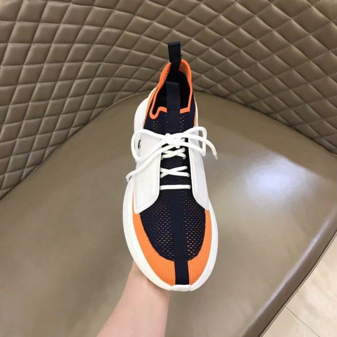 Black Orange & White Knit-Look Sneakers