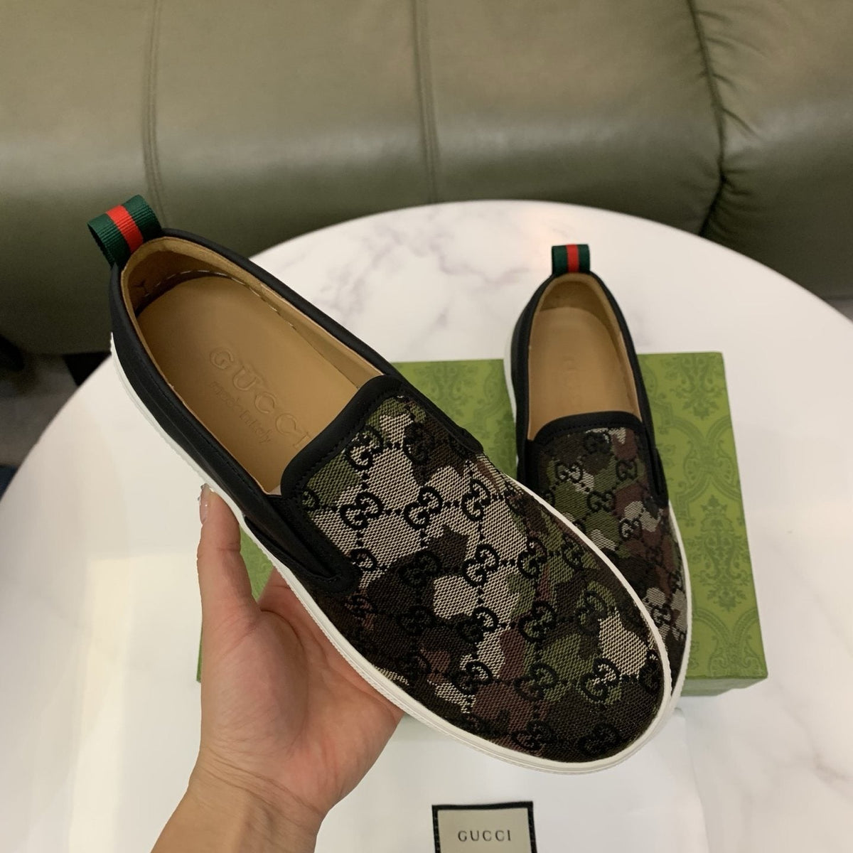 Gucci Men's Patterned Slip-On Sneakers