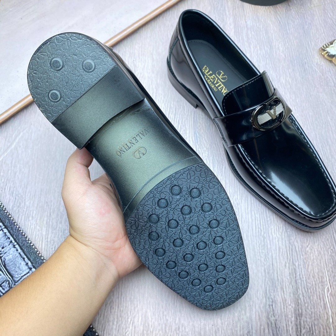 Valentino Square-Toe Loafers with Metal Detail